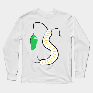 Wiggly Monarch Caterpillar And Chrysalis Long Sleeve T-Shirt